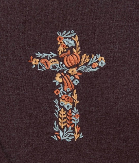 Embroidered Fall Cross Sweatshirt