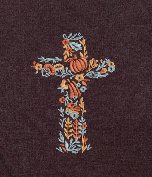 Embroidered Fall Cross Sweatshirt